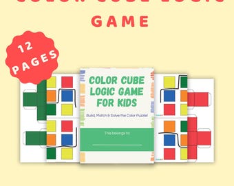 Color Cube Logic Game for Kids Printable | 3D Color Matching Puzzle PDF | Critical Thinking STEM Activity for Classroom Homeschool