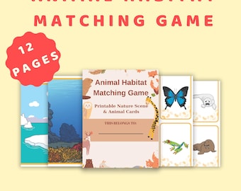 Juego de emparejamiento de hábitats de animales: Montessori preescolar imprimible (Descarga PDF)