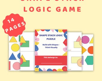 Form Stapel logisches Puzzle zum Ausdrucken für Kinder | Visuelles Denken und Kritisches Denken Spiel PDF | MINT Aktivität für Klassenzimmer Homeschool