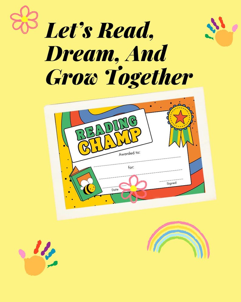 Reading Champ Certificate: Printable Kids Reading Award (instant ...