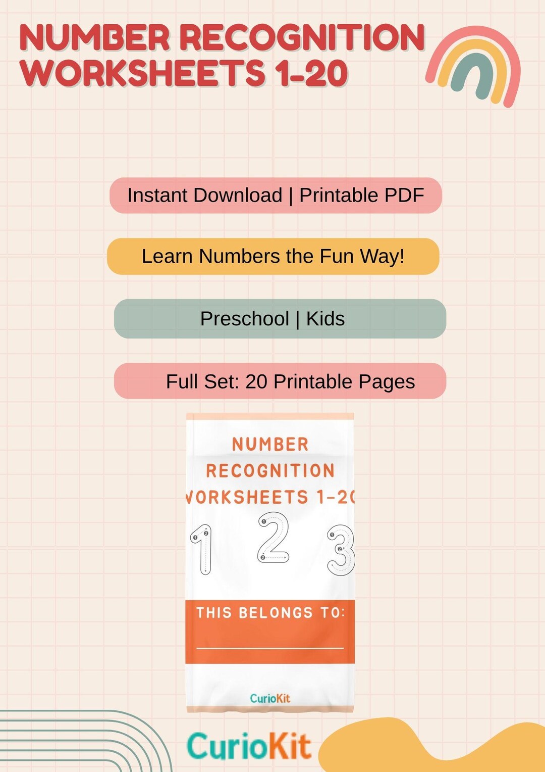 Number Recognition Worksheets: Preschool Kindergarten Math Practice