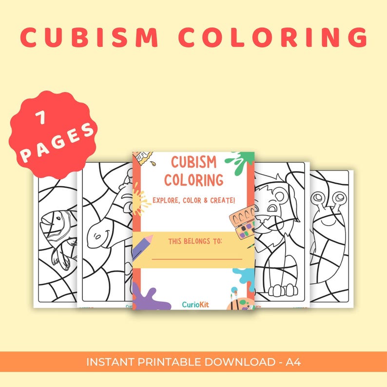 Cubism Coloring Pages: Picasso-inspired Art Activity (printable PDF ...