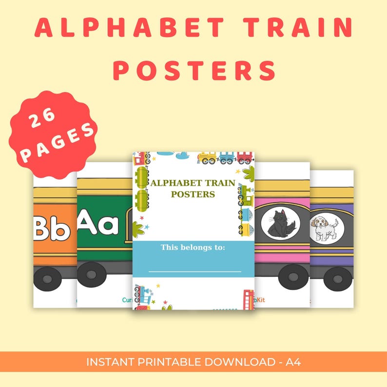 Train Display Lettering Alphabet Train Printable: A-Z Letter Recognition, Classroom Decor (PDF ...