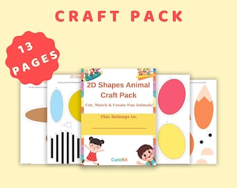 2D Shape Animal Craft: Printable Geometry Activity for Kids (PDF Letter)