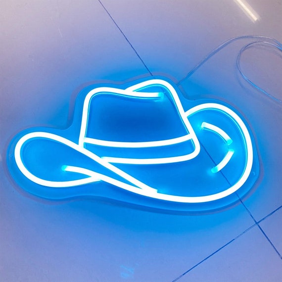 Cowboy Hat Neon Sign Cowboy Straw Hat Neon Sign Cowboy Hat Etsy