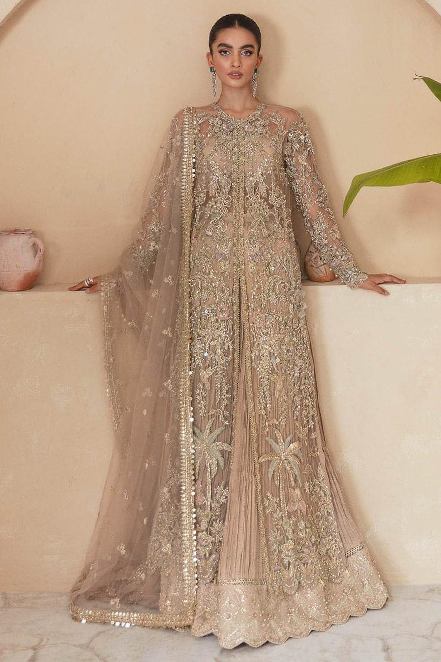 champagne gold pakistani dress Gold Pakistani Indian Wedding Dresses, Latest Bridal Party Dress Embroidery Clothes Stitched Gown Mehndi Nikkah Maxi Suit Outfit Peshwas