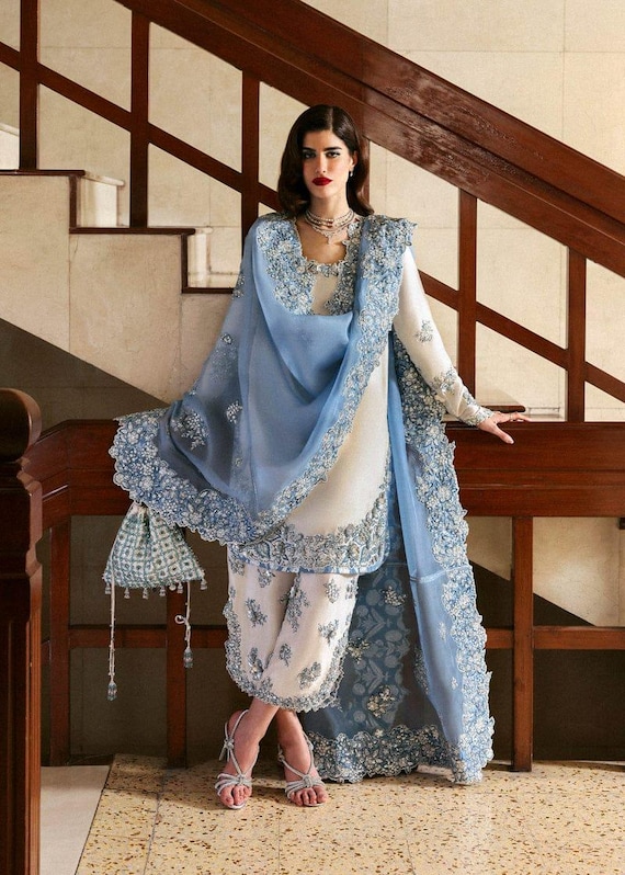 Hand Embroidered Pakistani Suit | Silk 3-Piece Wedding Guest Dress