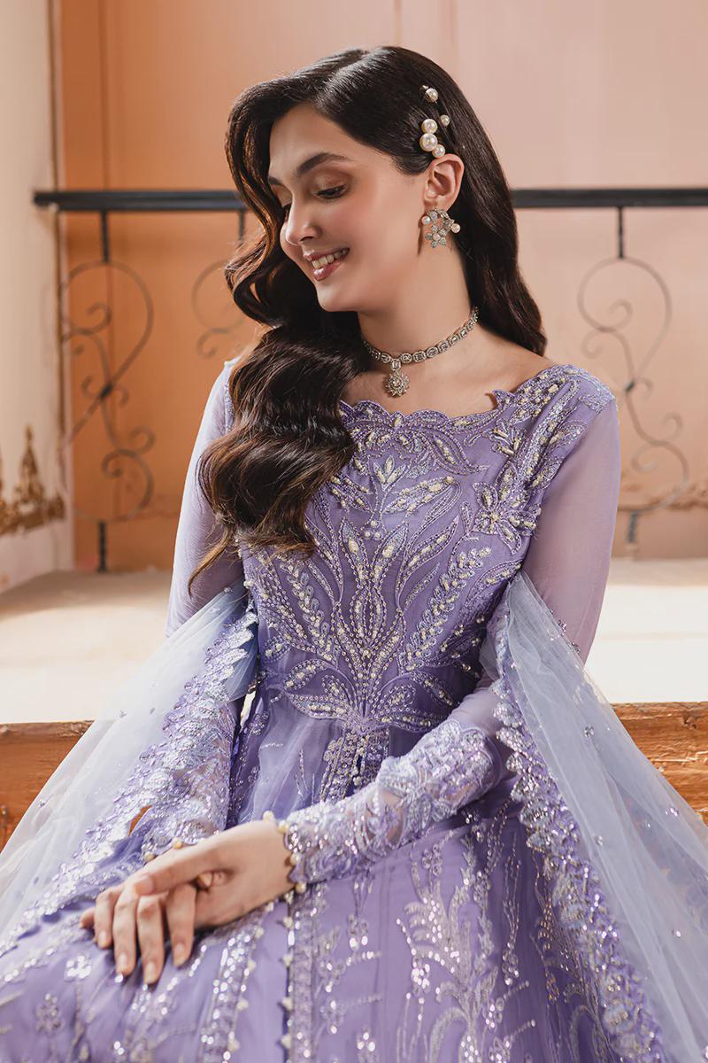 formal anarkali dress Lilac Embroidered Anarkali Dress With Lehenga | Pakistani Formal Wear |  Party & Wedding Outfit