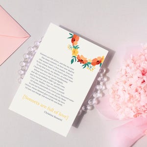 Moederdag | Wenskaart | Sonnet | Afdrukbaar cadeau