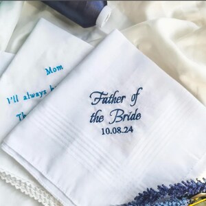 Gepersonaliseerde handgeschreven zakdoek-geborduurde zakdoek, zakdoeken voor bruidegom van zijn toekomstige vrouw, bruidszakdoekc