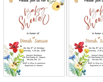 Baby Shower Invitation Set: Girl, Cloth Raffle, Thank You (Instant Download, Editable Text) cards