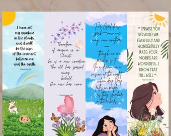 Printable Bible Verse Bookmarks: Floral Christian Gift (Digital Download)