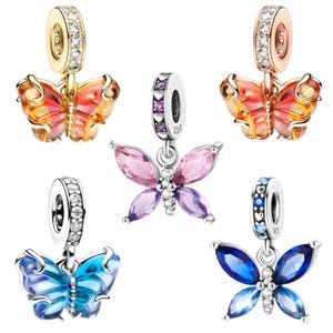 Dijes de mariposas de colores compatibles con pulseras Pandora / Regalo para ella