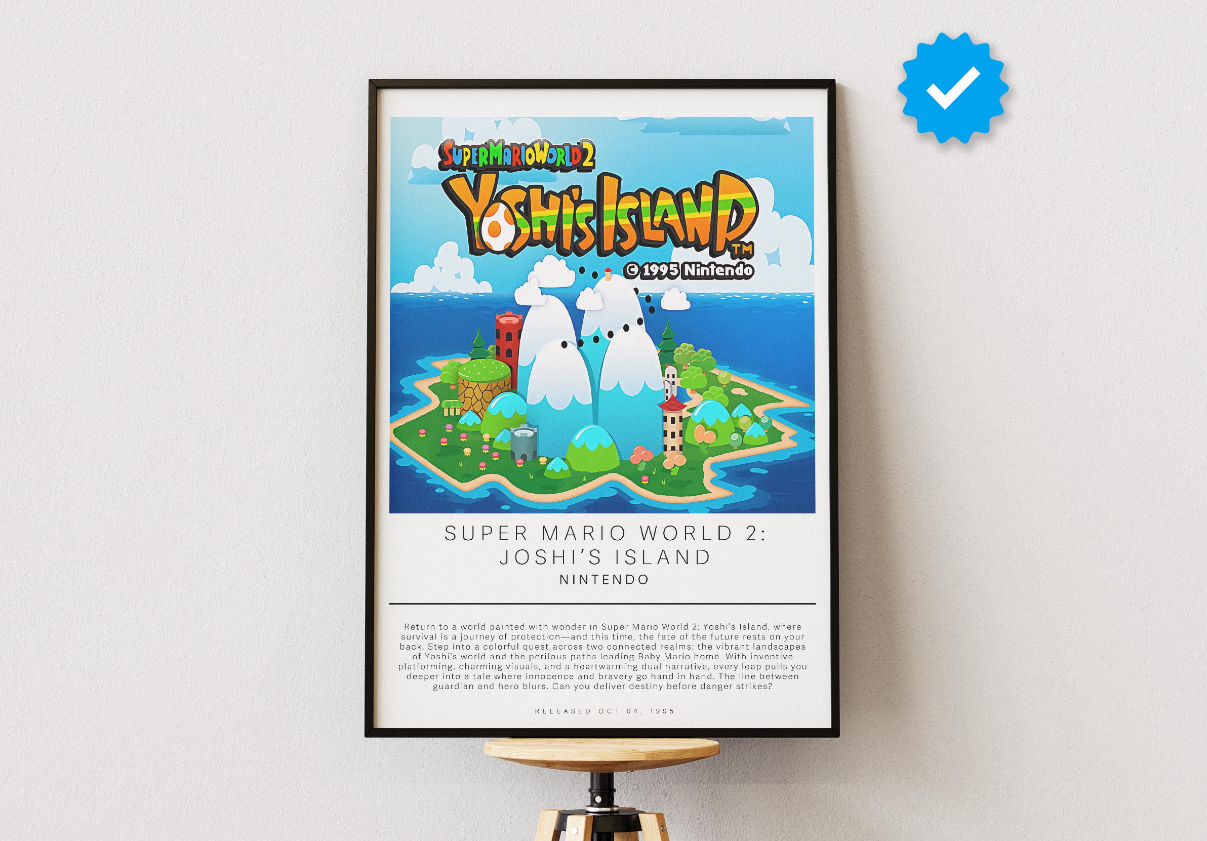 Super Mario World 2: Joshi's Island Poster | Gaming Poster | Video Game Prints | Wall Decor Posters | Video Game Poster | Gaming Decor