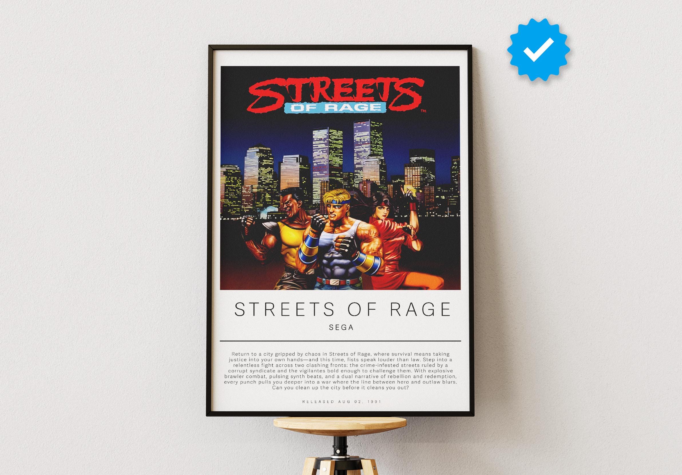 Cornice Ombra 3D Streets Of Rage – 9×9″ – Arte Da Gioco – Fatta Negli USA