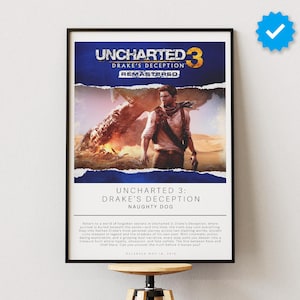 Uncharted 3: Drake&#39;s Deception Poster | Gaming Poster | Video Game Prints | Wall Decor Posters | Video Game Poster | Gaming Decor