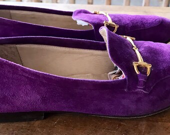 purple loafers with spikes