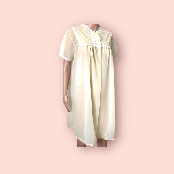 Chiffon Robe Short Sheer Dressing Gown 1950’s Fas… - image 2