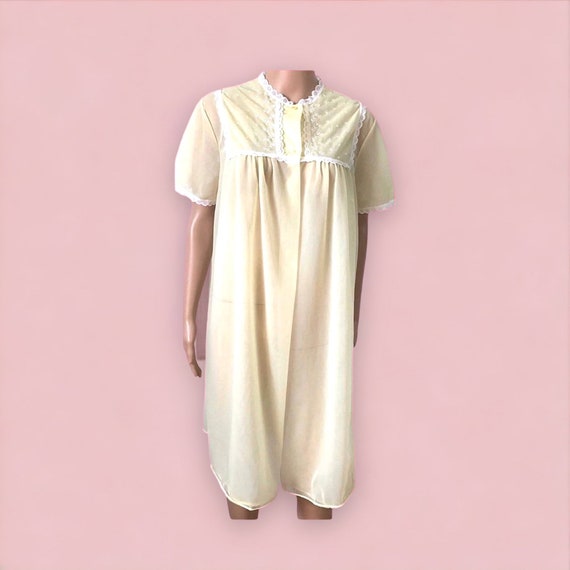 Chiffon Robe Short Sheer Dressing Gown 1950’s Fas… - image 4