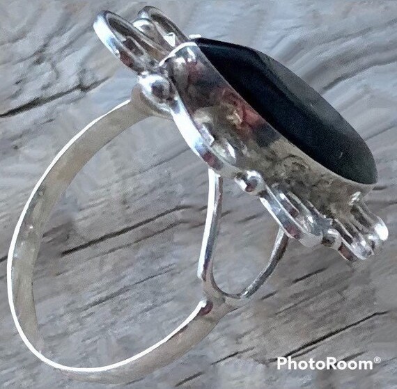 Retro Black Onyx Sterling Silver Ring Statement J… - image 9