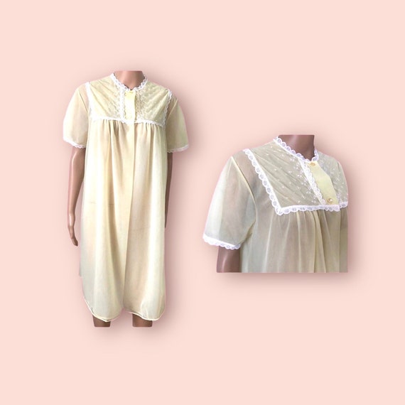Chiffon Robe Short Sheer Dressing Gown 1950’s Fas… - image 7