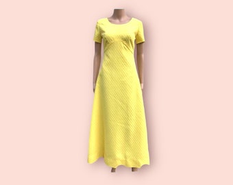 Retro Maxi Dress Yellow MOD 1960’s Fashion