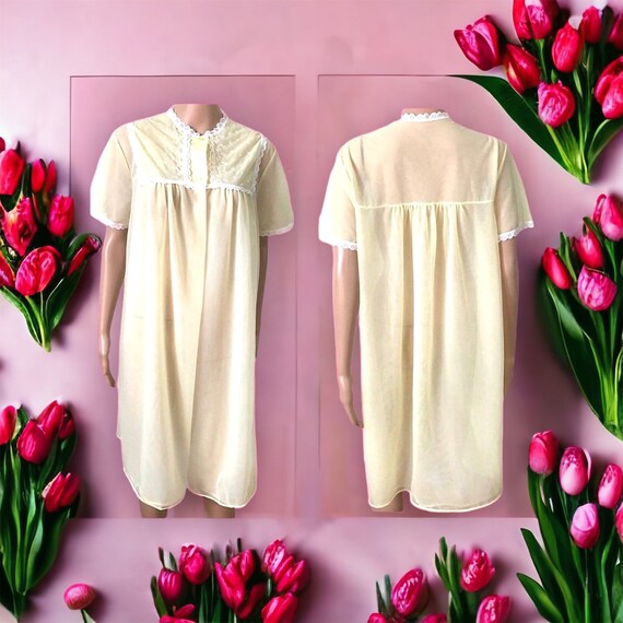 Chiffon Robe Short Sheer Dressing Gown 1950’s Fas… - image 1