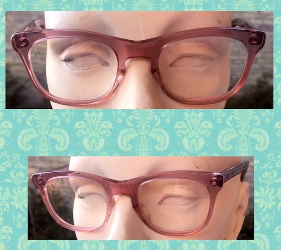Pink Eyeglasses Cat Eye Glasses Vintage Eyeglasses