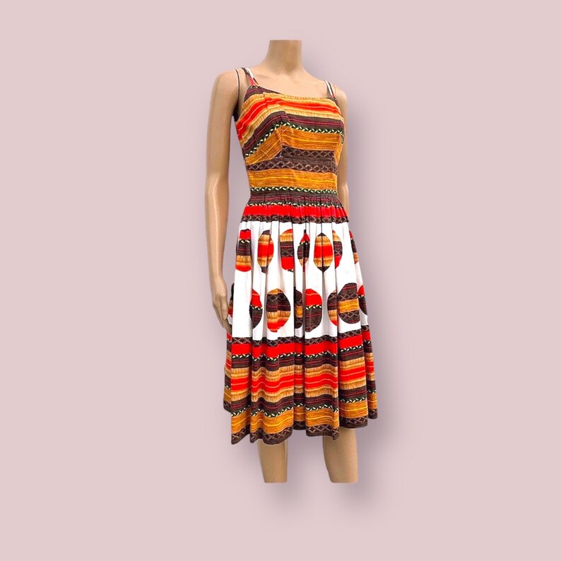 Retro Dress MOD Colorful Cotton 1960s Fashion image 2