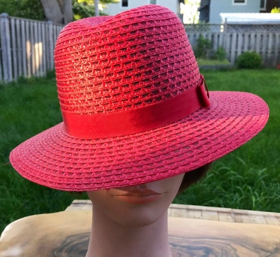 Straw Hat Women’s Vintage Hat Red Straw Hat Derby