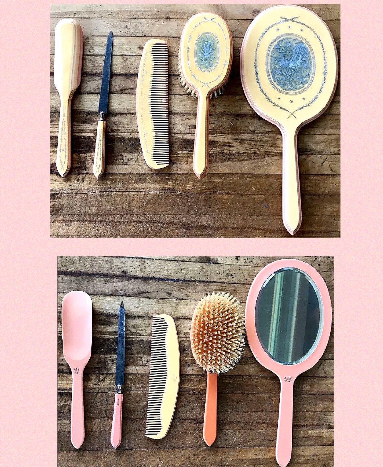 Hair Brush Vanity Set Hand Mirror Comb And Brush Vintage Hair Etsy