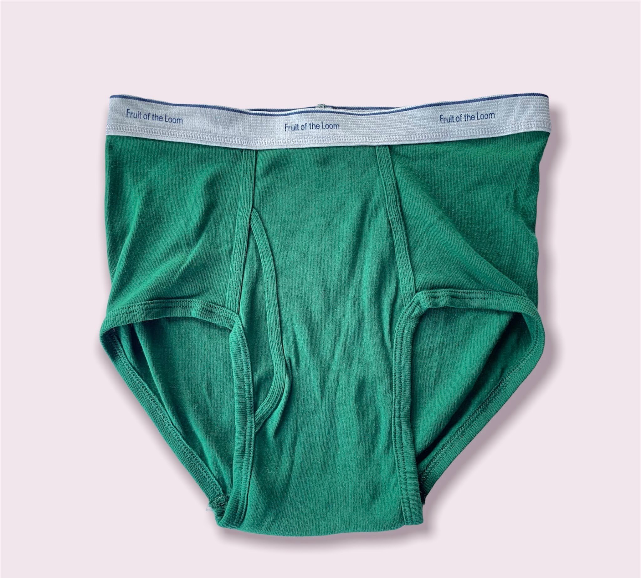 Fruit of the Loom, Underwear, Mens, Brief, Vintage, Green, Designer,  Undergarment, High Waist, Briefs, Mens Underwear, NOS, Menswear 