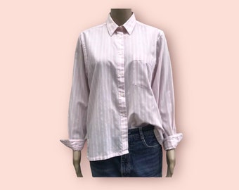 Vintage Button Up Cotton Shirt 80s Preppy Fashion