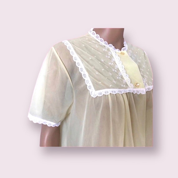 Chiffon Robe Short Sheer Dressing Gown 1950’s Fas… - image 5