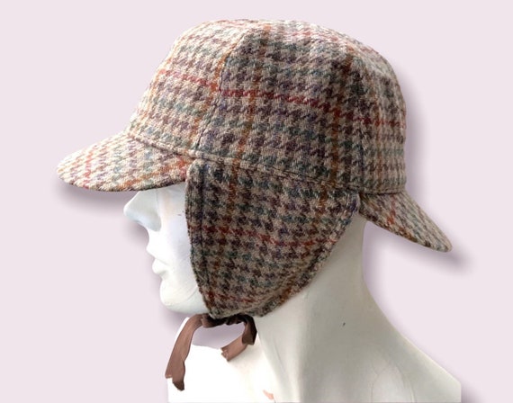 Retro Wool Hat Plaid Deerstalker By Harrods - image 1