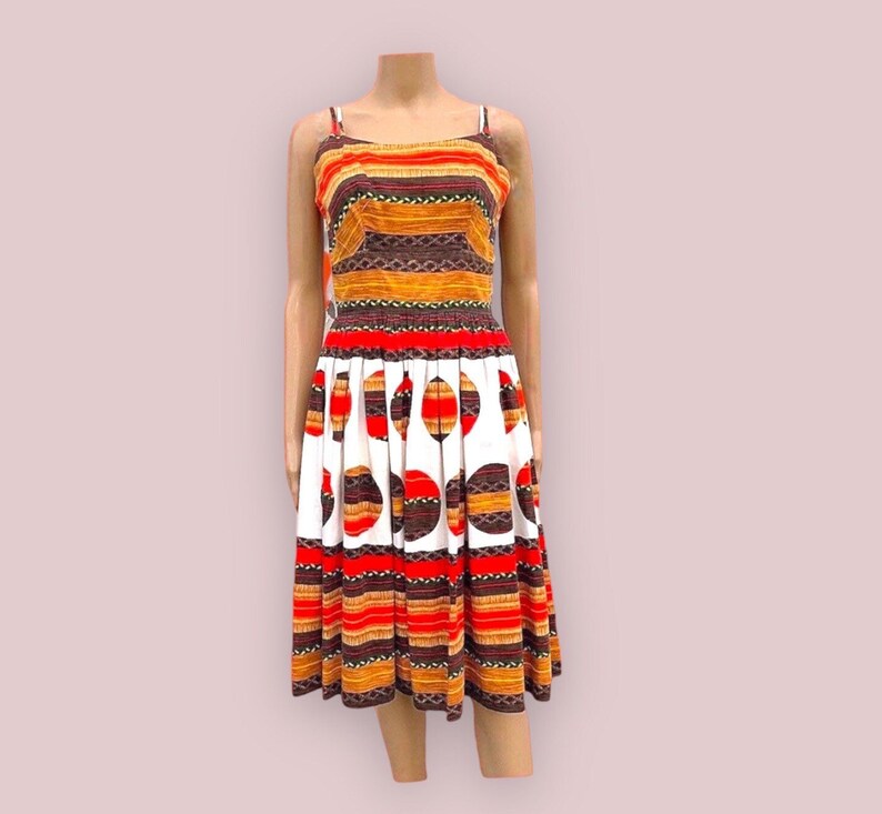 Retro Dress MOD Colorful Cotton 1960s Fashion image 1