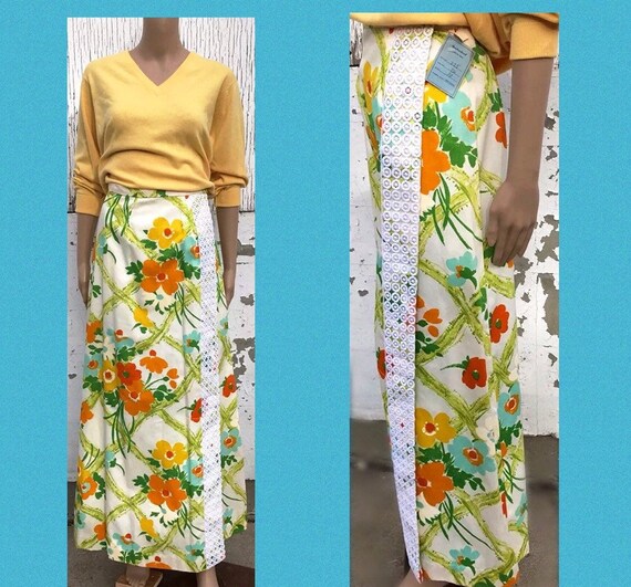 Wrap Skirt Maxi Skirt Wrap Around Skirt Vintage Sk