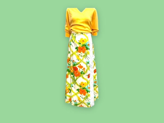 Floral Maxi Skirt Retro Designer Wrap Around By M… - image 8