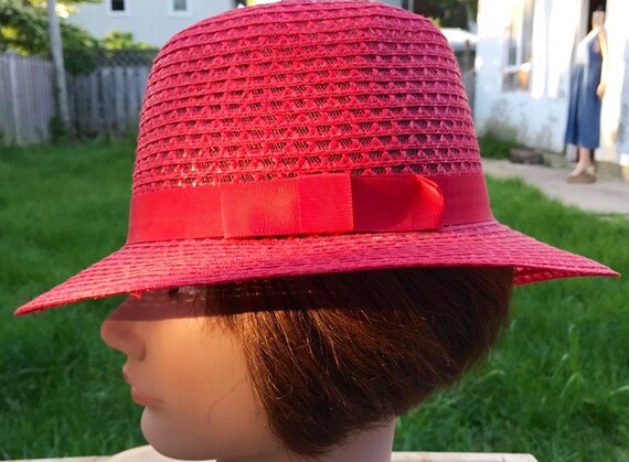 Straw Hat Women’s Vintage Hat Red Straw Hat Derby