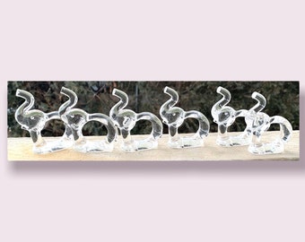 Napkin Rings Clear Lucite Elephants Vintage Tableware Set