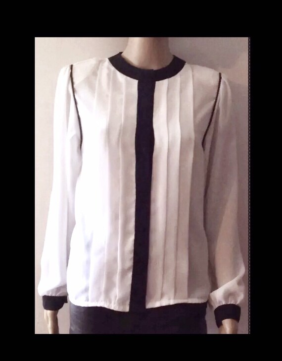 Blouse Pleated Blouse Secretary Blouse White Blous
