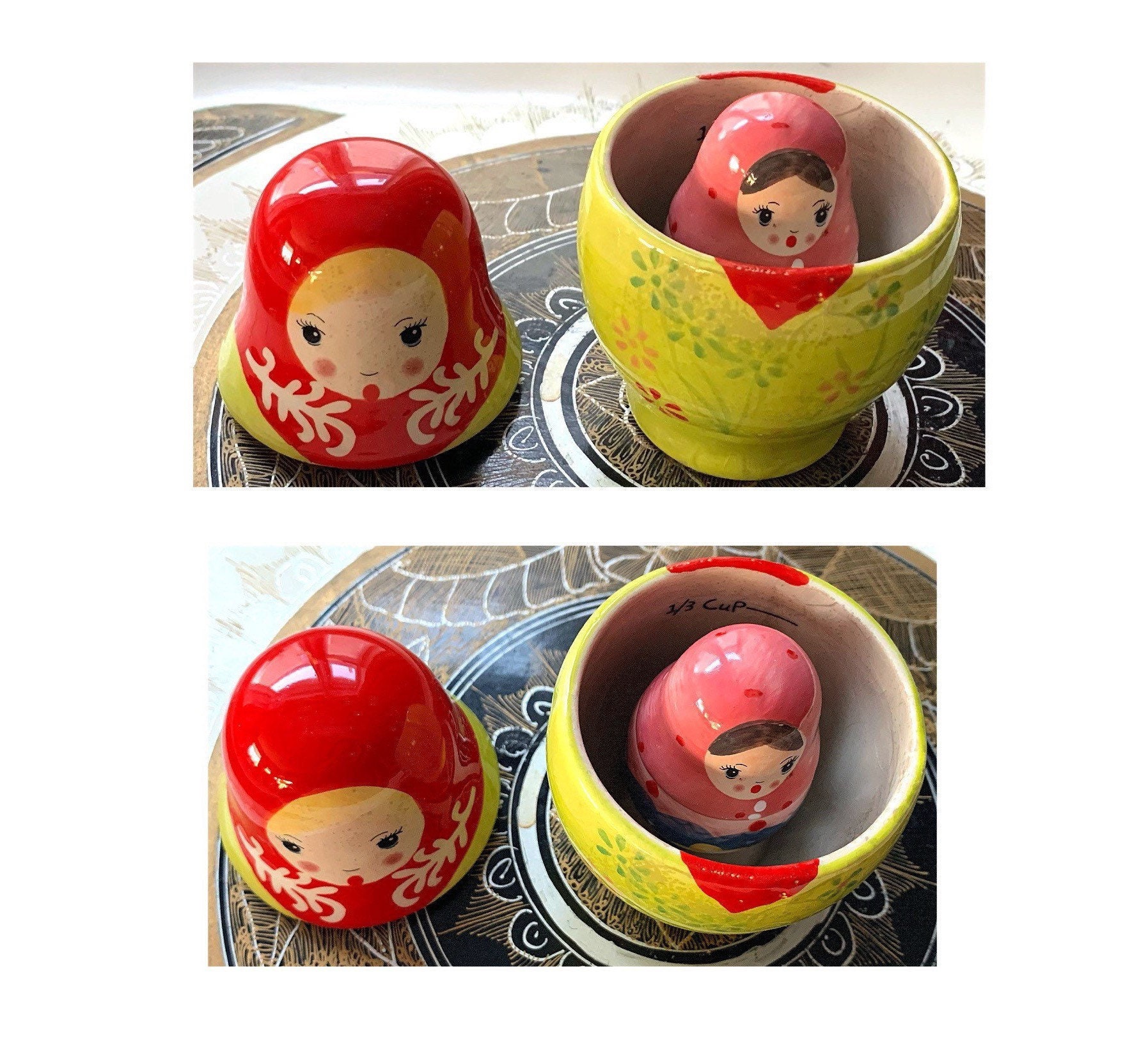 Russian Nesting Dolls Ceramic Measuring Cups 