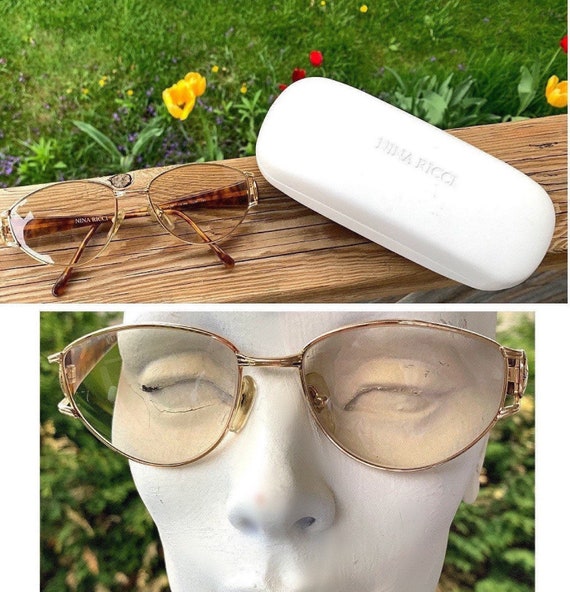 Vintage Glasses Gold Eyeglass Frames + Case By Nin