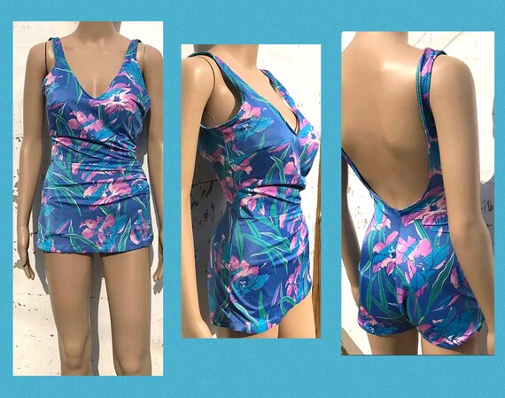 Bullet Bra Swimsuit Floral Rockabilly Size 18 Wome