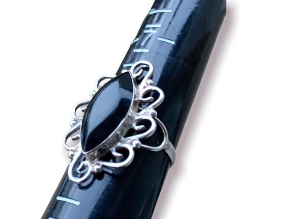 Retro Black Onyx Sterling Silver Ring Statement J… - image 1