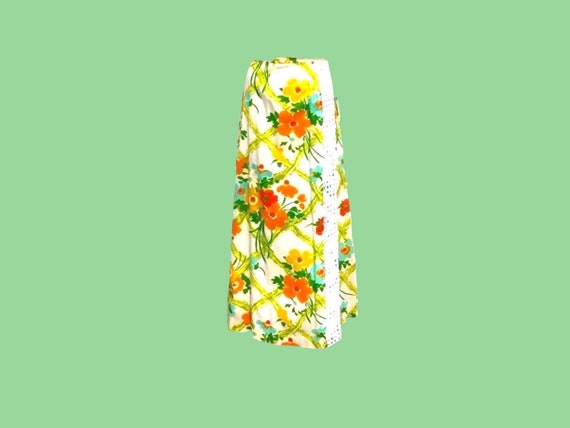 Floral Maxi Skirt Retro Designer Wrap Around By M… - image 3