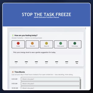 ADHD Executive Function Planner | Task Initiation Printable | Executive Dysfunction Planner | Adult ADHD Planner | Digital Download