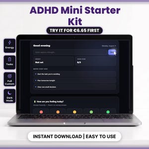 ADHD Mini Starter Kit | Interactive Web App | Try Before You Buy Sample Planner | Energy Tracker and Task Starter | Instant Download