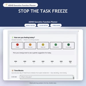 Planificador de funciones ejecutivas para TDAH | Imprimible para iniciar tareas | Planificador de disfunción ejecutiva | Planificador para adultos con TDAH | Descarga digital