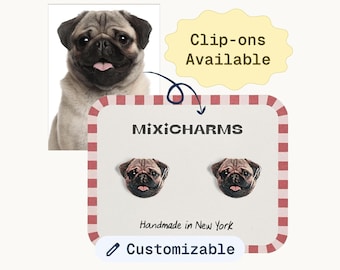 Pendientes personalizados con retrato de mascota: Joyería personalizada para perros y gatos